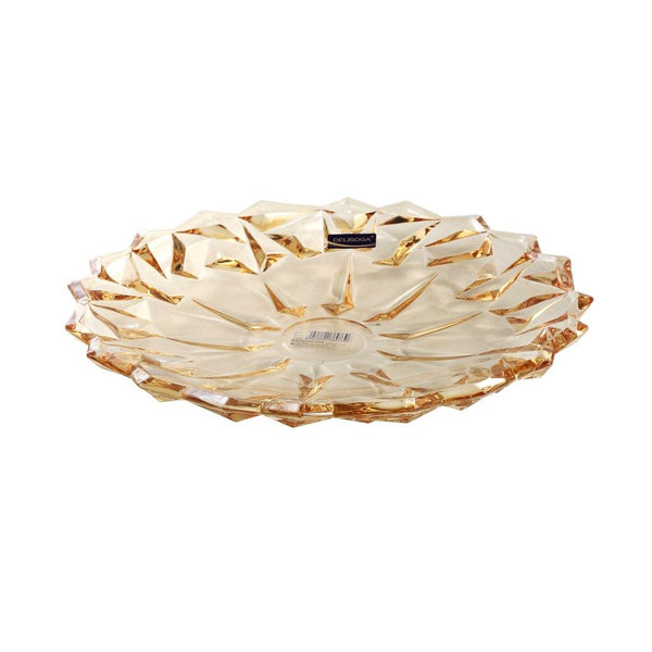 Champagne Color Crystal Glass Serving Dish Round Fruit Plate 34 cm