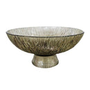 Champagne Color Crystal Glass Serving Dish Round Fruit Plate 26 cm