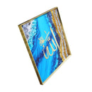Home Decor Portrait Canvas Wall Art Blue Gold Islamic Calligraphy Oil Painting Picture Frame 60*60*3.5 cm