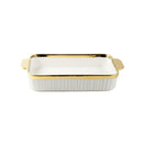 White Ceramic Gold Rim Rectangular Baking Dish 25.2*15.5*5 cm