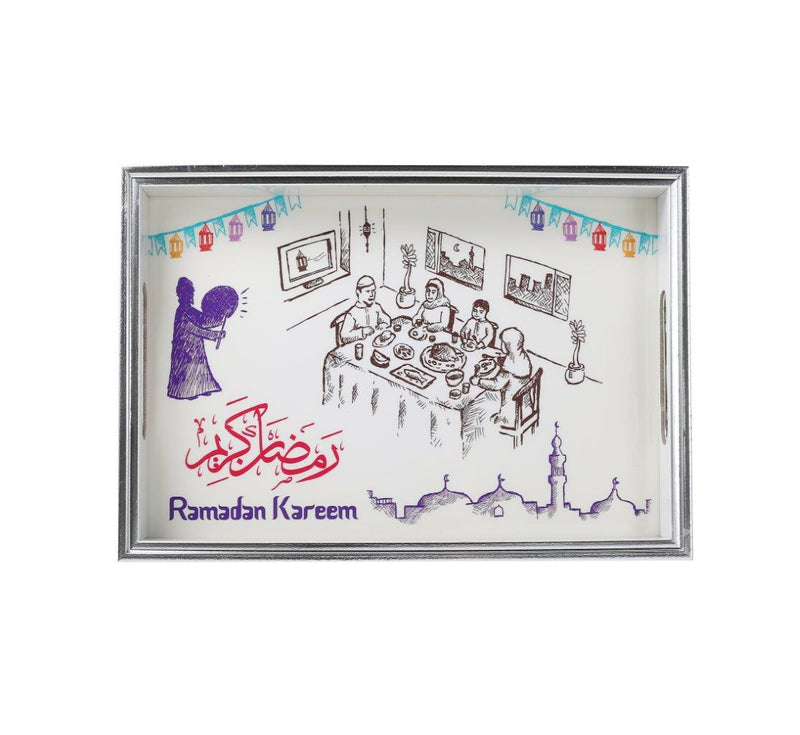 Ramadan Deco Food Tray Rectangle Eid Serving Tray Set of 2 pcs 27.5*40.5/ 22.5*32.5 cm