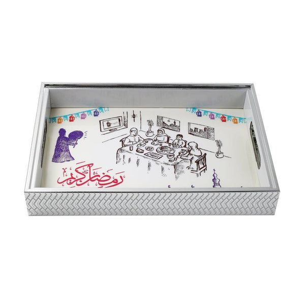 Ramadan Deco Food Tray Rectangle Eid Serving Tray Set of 2 pcs 27.5*40.5/ 22.5*32.5 cm