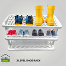 Stackable 3 Tier Shoe Rack and Shelf Storage Organizer White 64*48 cm