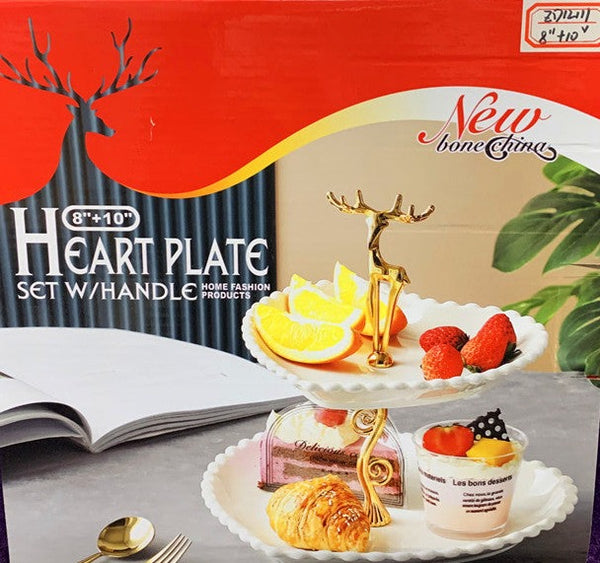 Bone China Ceramic Two Tier Cake Stand Fruit Platter 20/25 cm