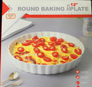 White Ceramic Round Baking Dish Pie Pan 30 cm