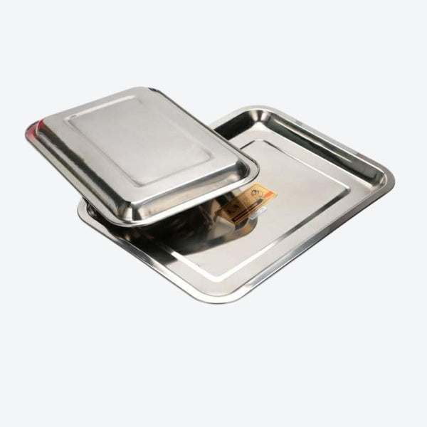 baking tray Stainless Steel Baking Tray Rectangular Shallow 39*29 cm 2 cm Depth-Classic Homeware &amp; Gifts-21652