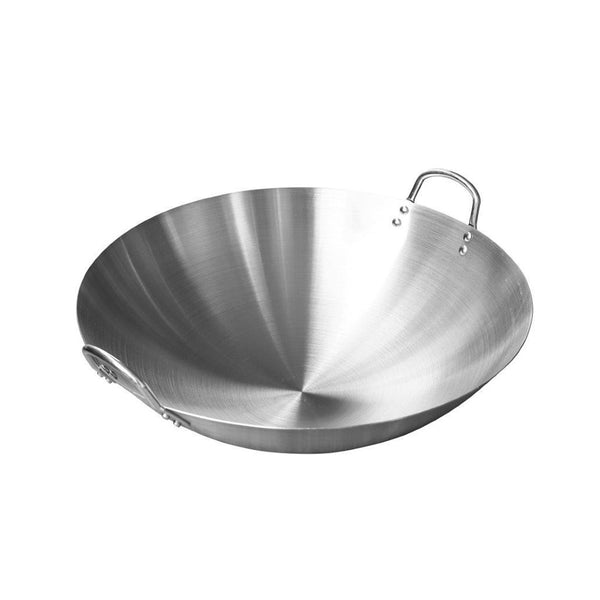 Stainless Steel Deep Wok Pan Round Base For Gas Burner 48 cm