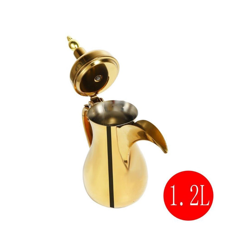 Stainless Steel Gold Plated Tea Pot Kettle 1.2 Litre