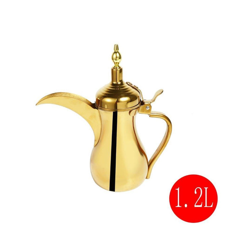 Stainless Steel Gold Plated Tea Pot Kettle 1.2 Litre