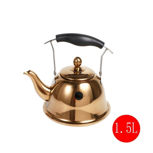 Stainless Steel Gold Plated Tea Pot Kettle 1.5 Litre