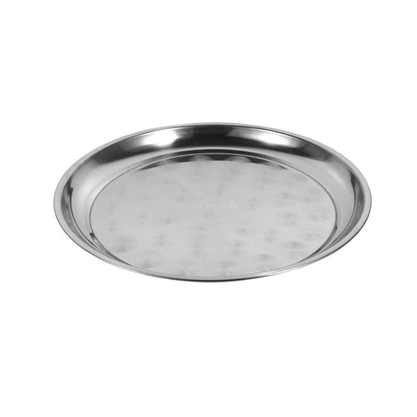 Stainless Steel Round Deep Silver Serving Tray 40 cm