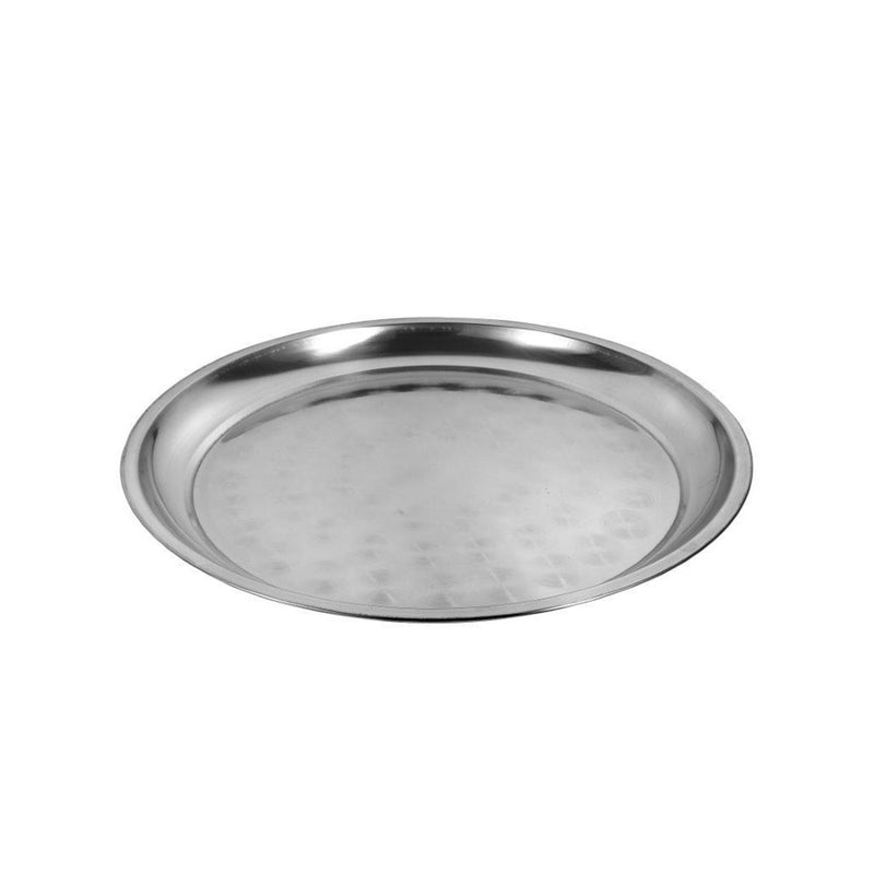 Stainless Steel Round Deep Silver Serving Tray 40 cm