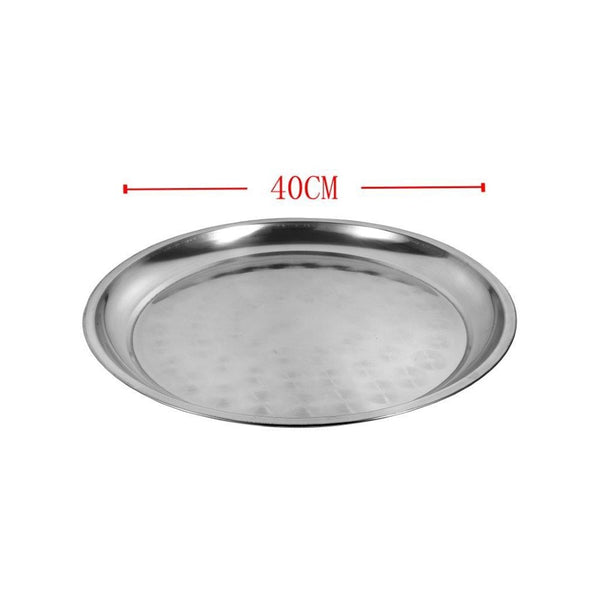 Stainless Steel Round Deep Silver Serving Tray 40 cm