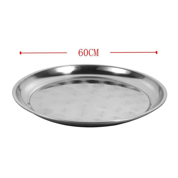 Stainless Steel Round Deep Silver Serving Tray 60 cm