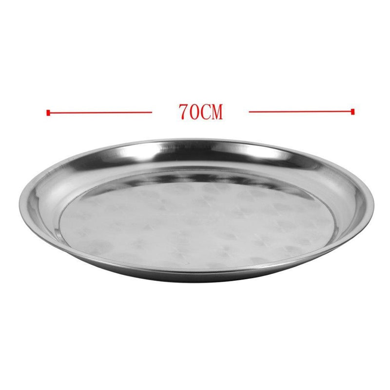 Stainless Steel Round Deep Silver Serving Tray 70 cm