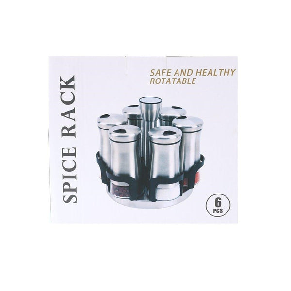 White Gold Mix Revolving Spice Rack Spice and Herb Carousel Set of 6 Pcs 17.5*16.5 cm