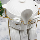 White Ceramic Tureen Soup Serving Dish and Bowl Set of 16