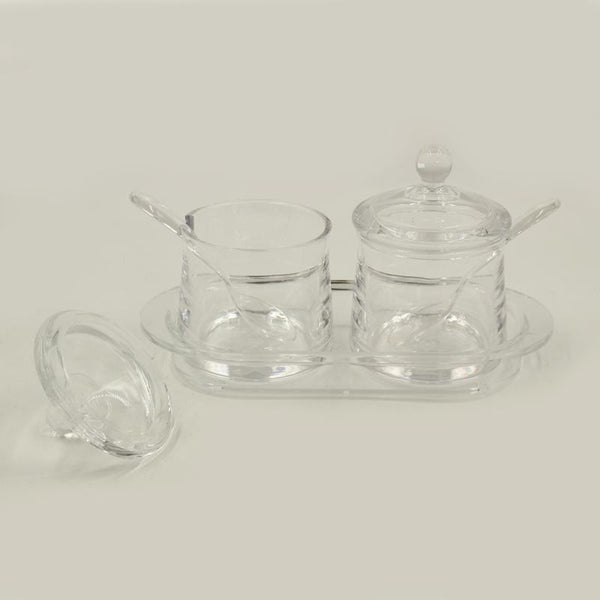 Acrylic Double Sugar Bowl Set 2, Milk Jar-220ML, Sugar Jar-220ML