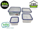 Airtight Stackable Food Storage Containers 4 Pcs Set 0.3+0.68+1.3+2.3 L