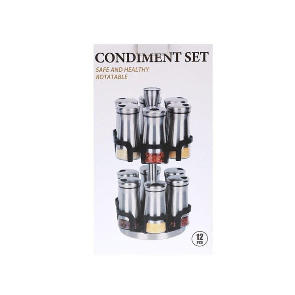 Black Gold Mix Revolving Spice Rack Spice and Herb Carousel Set of 12 Pcs 17.5*33 cm