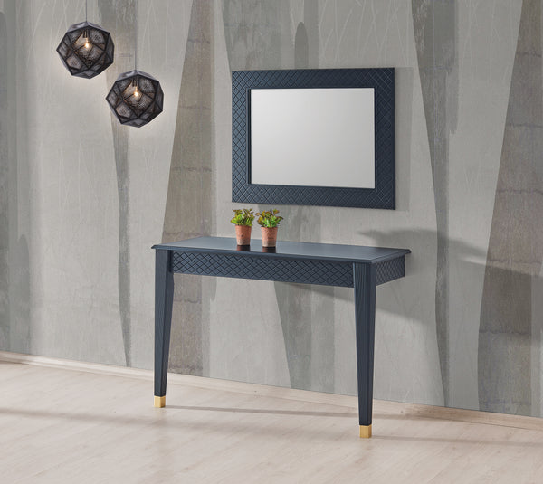 Elit Artistic Navy Blue Hallway Bedroom Dresser Table Consile Table and Mirror Sideboard Set 100*75 cm