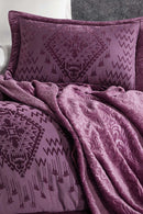 Elart Bohem Cotton Dark Purple Comforter Bedding Set of 10 pcs Set Wedding Duvet Cover Bed Sheet with Pillowcase