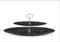 Glasscom Black and White Abstract Art Two Tier Cake Server Gold Stand