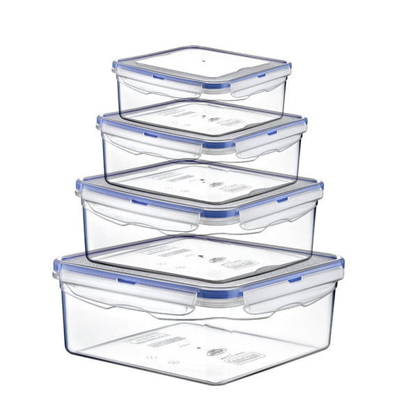 Airtight Stackable Food Storage Containers 4 Pcs Set 0.3+0.68+1.3+2.3 L