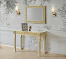 Manolya Cream Gold Greek key Design Hallway Bedroom Dresser Table Console Table and Mirror Sideboard Set 110*45*75 cm
