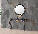 Paris Baroque Design Gold Blue Hallway Bedroom Dresser Table Console Table and Mirror Sideboard Set 110*45*75 cm