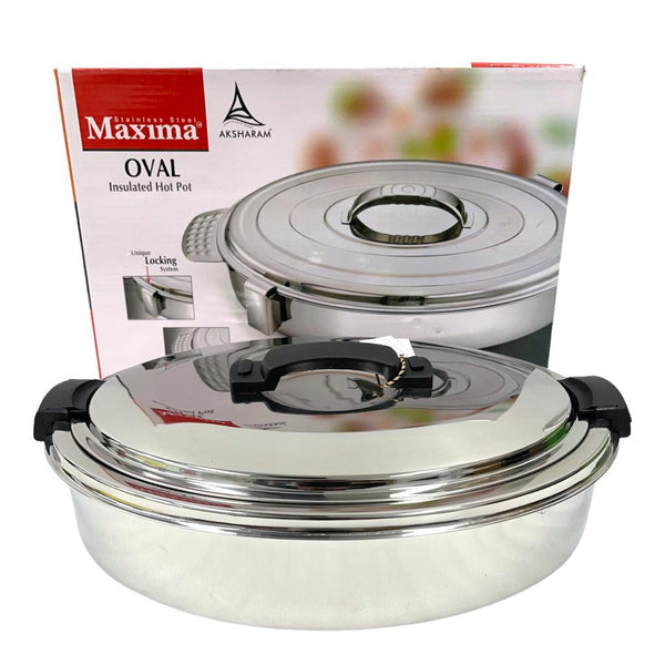 Stainless Steel Maxima Hot Pot Royale Food Warmer Oval Plastic Handle 7500ml