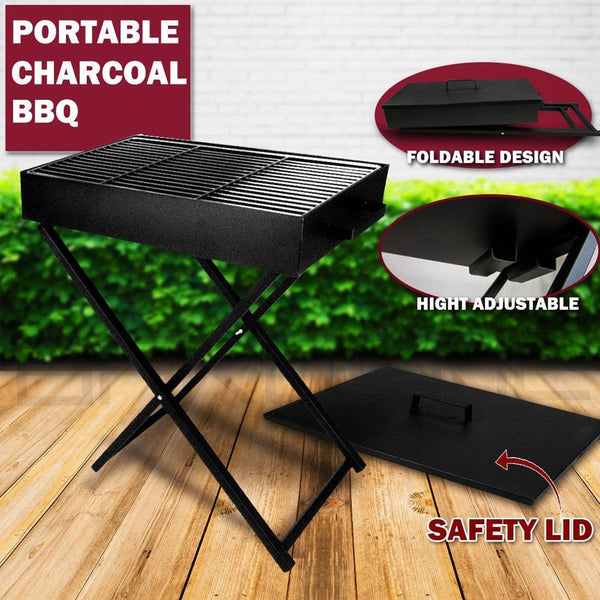 charcoal bbq -Large Outdoor Portable Foldable Charcoal BBQ with Grill 40*80 cm-Classic Homeware &amp; Gifts