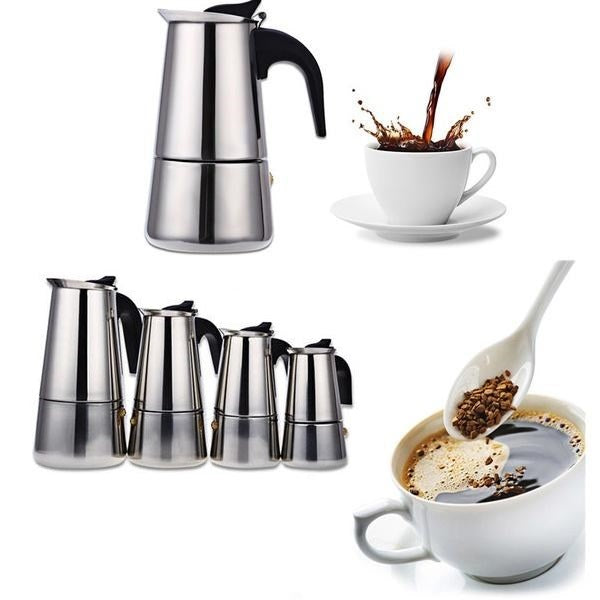 Stainless Steel Stove Top Coffee Maker 6 Cup 19.5 cm