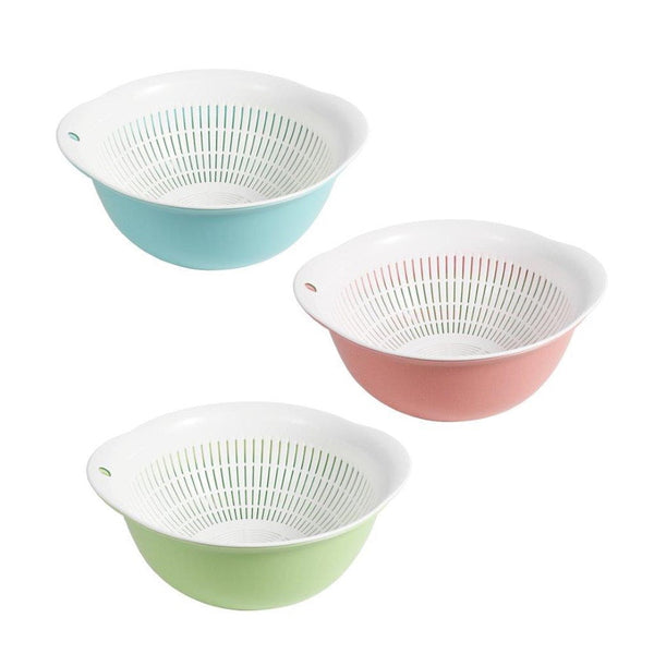 dollar store-Plastic Bowl with Strainer Oval 25*23 cm-Classic Homeware &amp; Gifts