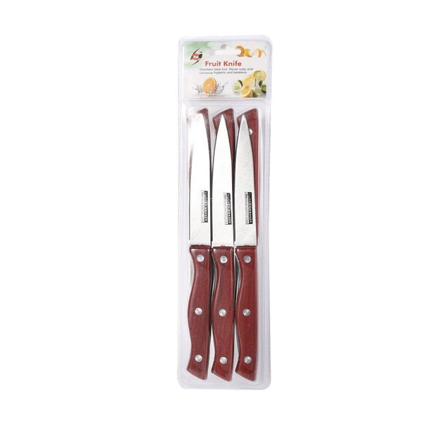 dollar store-Stainless Steel Kitchen Fruit Knives Set of 6 Wooden Handle-Classic Homeware &amp; Gifts