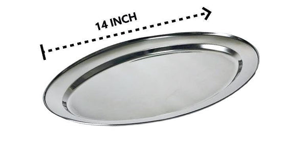 dollar store-Stainless Steel Oval Serving Plate 14 inch-Classic Homeware &amp; Gifts