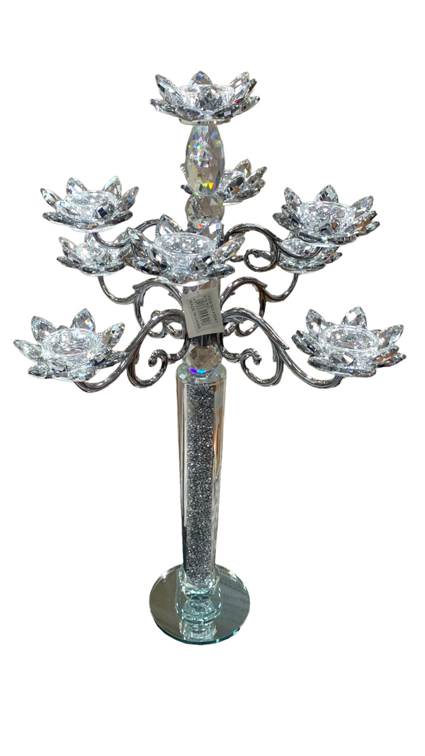 Home Decor Crystal Glass Candlestick Holder 9 arms