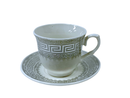 Ceramic Coffee Cup and Saucer Set of 6 Pcs Silver 100 ml