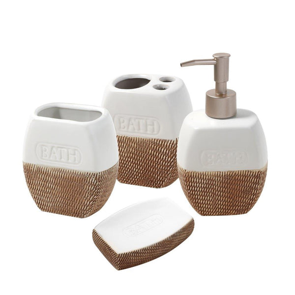 Ceramic Bathroom Accessories Soap Dispenser Toothbrush Holder 4 Pcs Set