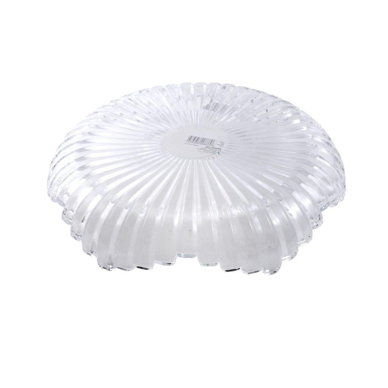 Crystal Glass Ribbed Design Round Serving Fruit Plate