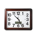 Wall Clock Analog and Digital Rectangle Brown Frame 54.5*42.5 cm