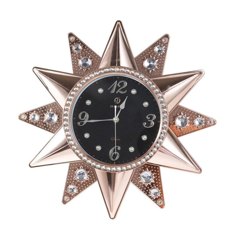 Starfish Design Rose Gold Frame Crystal Beads Wall Clock 44.5 cm