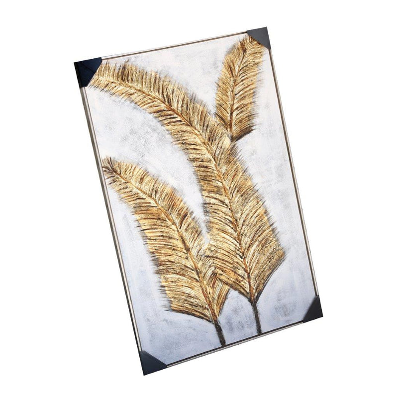 Home Decor Portrait Canvas Wall Art Abstract Gold Foil Leaf Oil Painting PVC Frame 80*120*3.5 cm