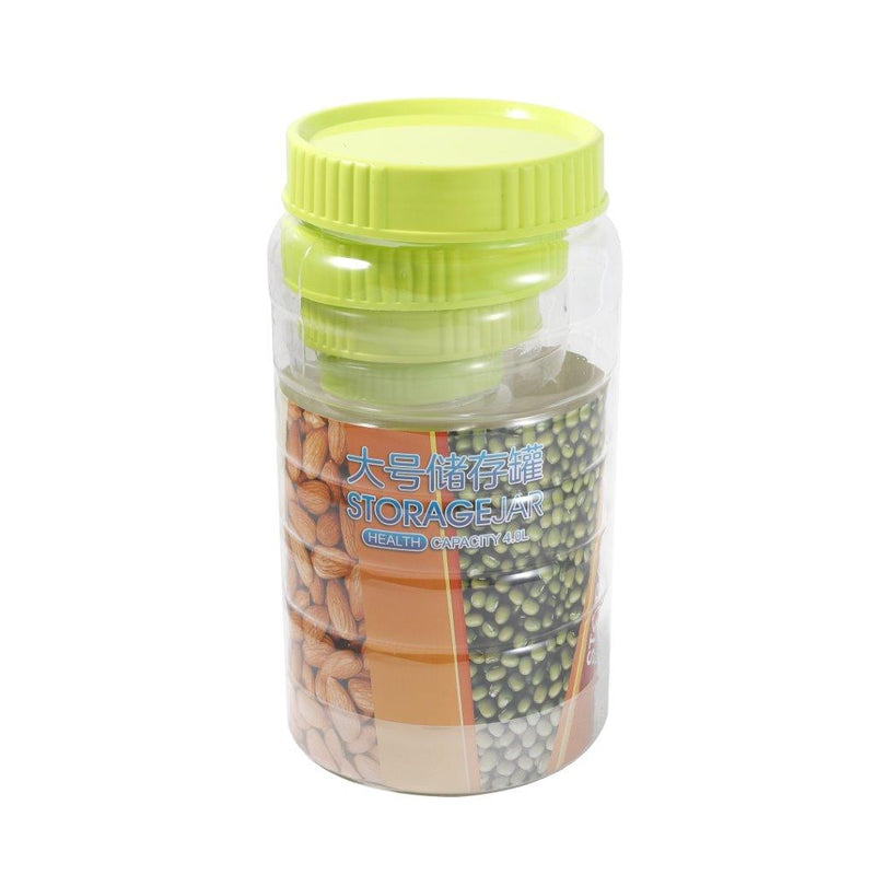 Plastic Food Container Storage Jar Set of 5 pcs with Lid 9.5*18/7.5*15/12.5*25.5/5.5*10/11*21 cm