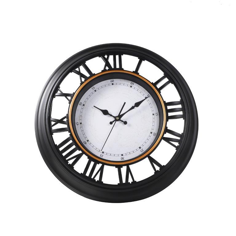 Roman Numeral Retro Round Black Frame Wall Clock 50.8*50.8*5.7 cm