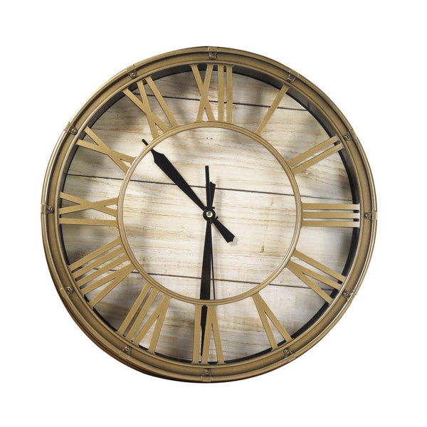 Roman Numeral Retro Round Beige Frame Wall Clock 38 cm