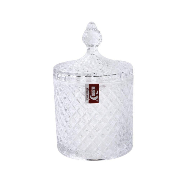 Crystal Glass Dome Shape Sugar Bowl Candy Jar with Lid D - 10 cm ; H - 16 cm