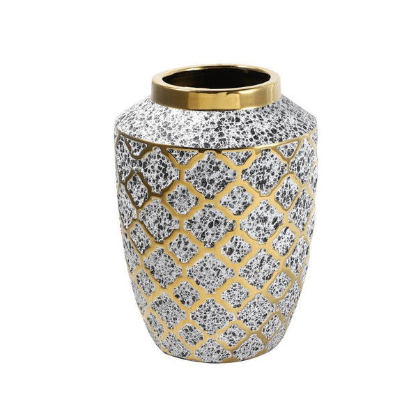 Home Decor Middle Eastern Craft Antique Jar Shape Ceramic Vase Flower Vase Silver Gold 16*22 cm