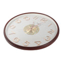 Wall Clock Brown Frame Analog Retro Executive Design Round 43 cm