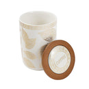 Ceramic Tea Coffee Sugar Airtight Canister Bamboo Lid Floral Print Set of 3 Pcs 10.5*14 cm